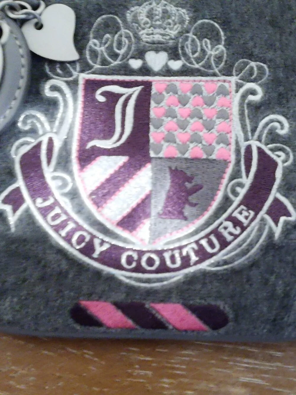 Juicy Couture Y2K small gray velour crossbody top zip pouch bag